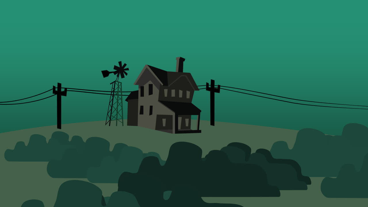 fondo de animación de dibujos animados con casa en la granja 1