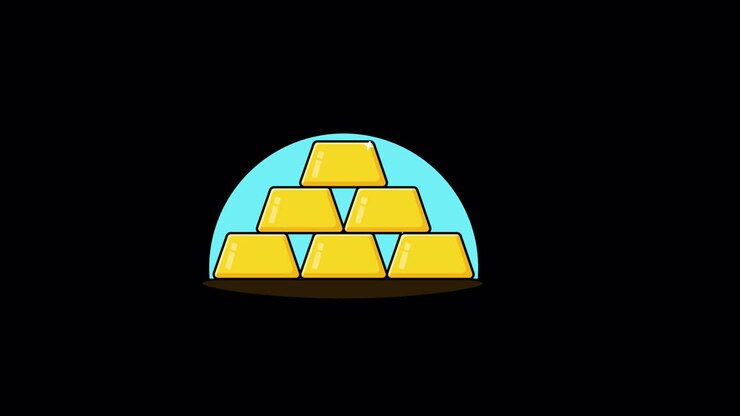 Animated Gold Bars Stacking into a Pyramid