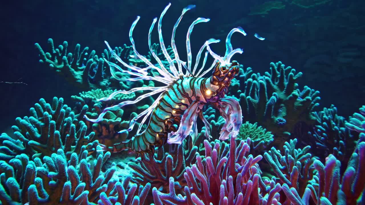 Pesce drago nella barriera corallina