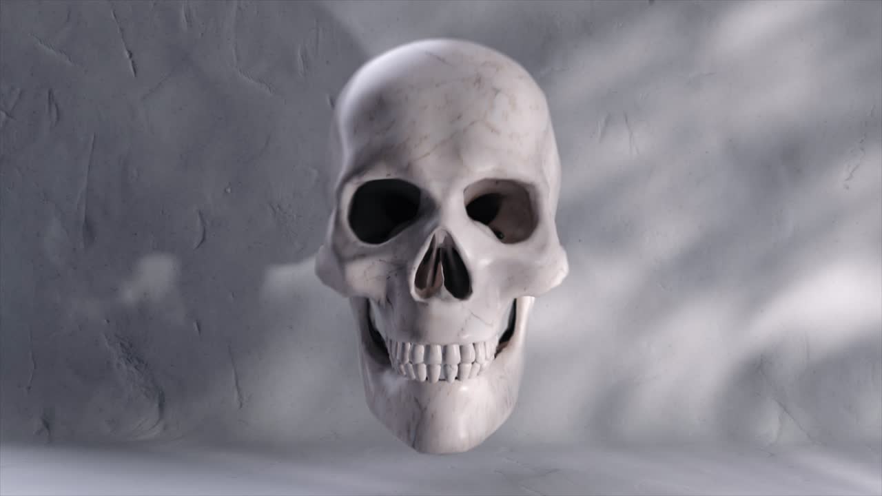 cráneo destrozado con cristales