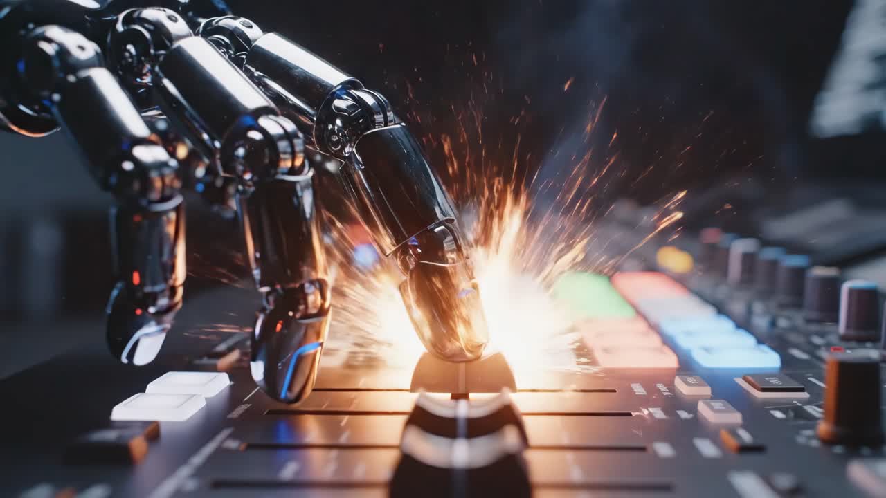 Robot Hand on Audio Mixer