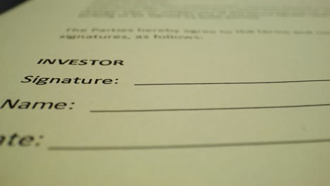 signing an investor agreement