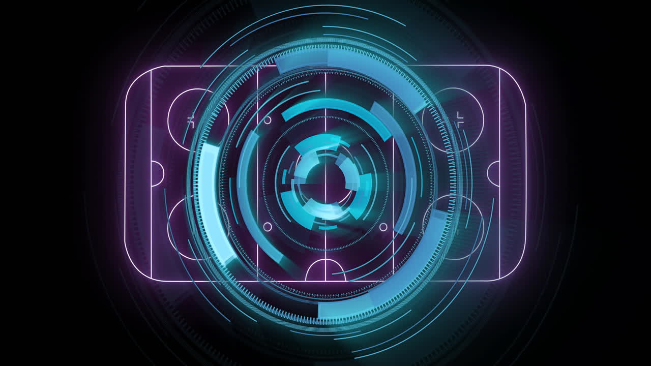 Glowing circular patterns and geometric shapes in digital animation interface