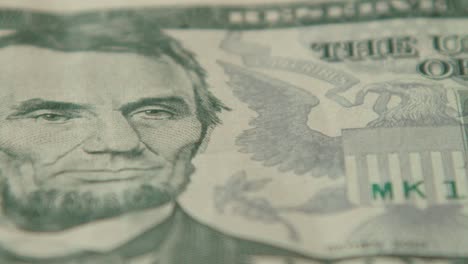 5 us dollars bill extreme close up, macro