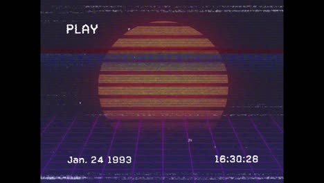 animación de interferencia de fallo sobre líneas de neón sobre fondo negro