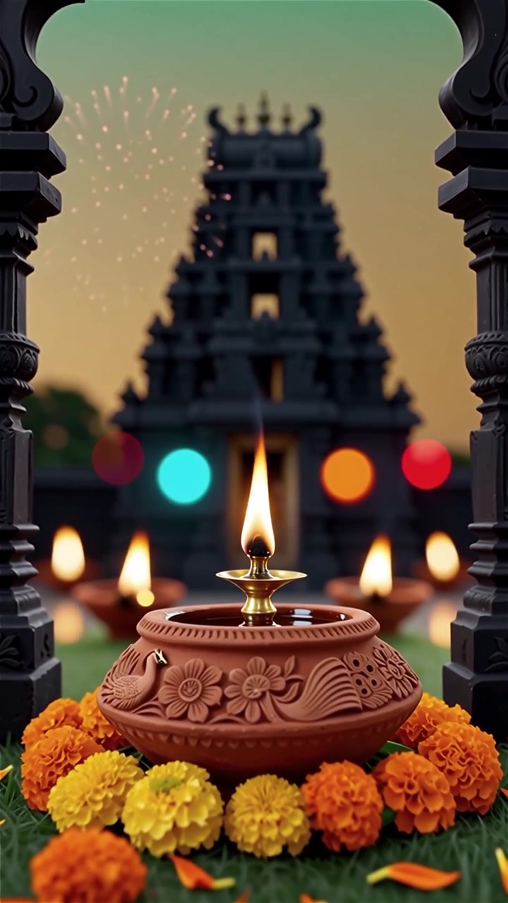 Diwali Festival Background with Lanterns and Traditional Diyas Decorations