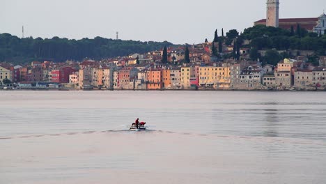 fisherman traveling home after hard work in rovigno