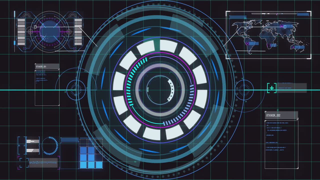 animación del procesamiento de datos con escaneo de alcance sobre fondo negro