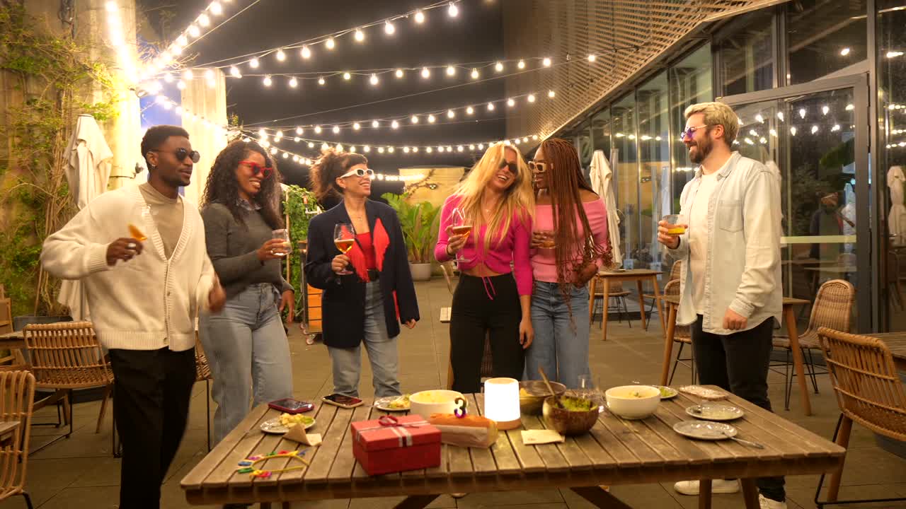 A group of friends enjoying a dinner party