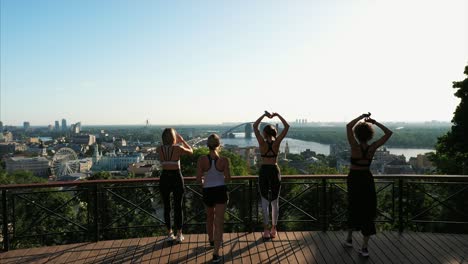 city view with women exercising