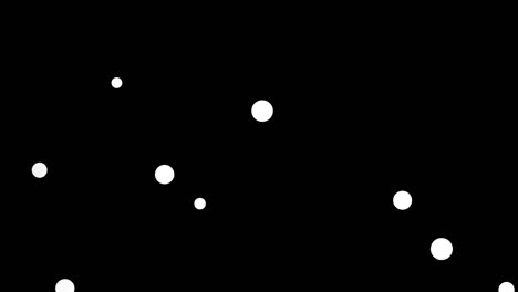 digital animation of small white circles representing bubbles, moving in space, isolated on black background