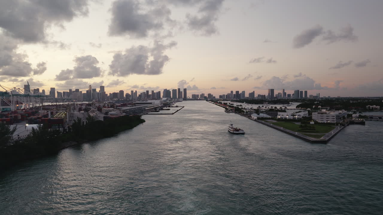 Miami Sunset Skyline and Harbor View