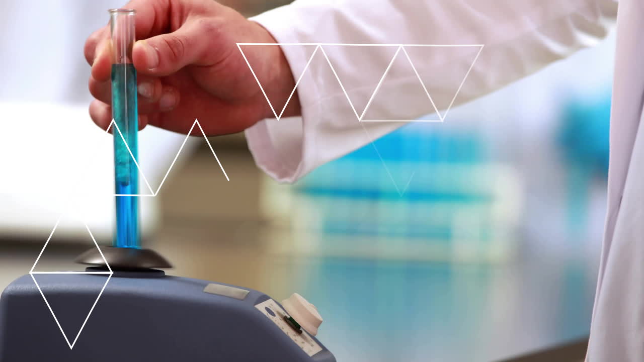 플과 함께 백인 과학자 위에  모양의 애니메이션