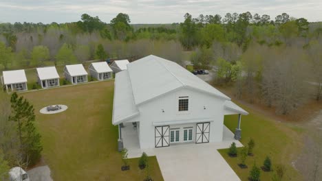 farm wedding venue from aerial view