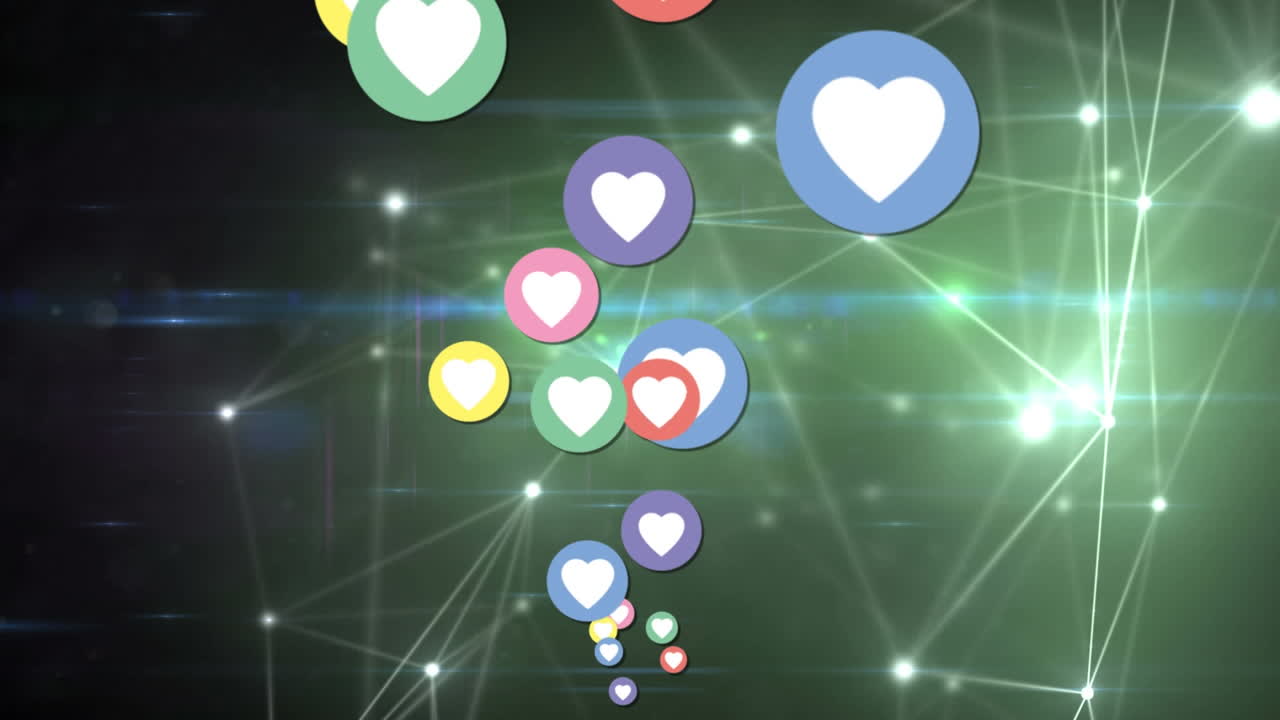 animación de iconos de redes sociales a través de una red de conexiones