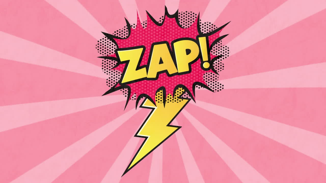 animación de 5 opciones cómicas con escritos y nubes