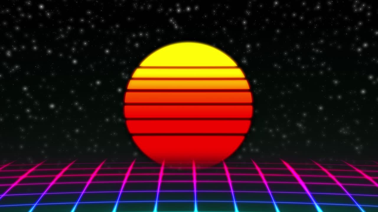 레트로 미래의 일몰 배경