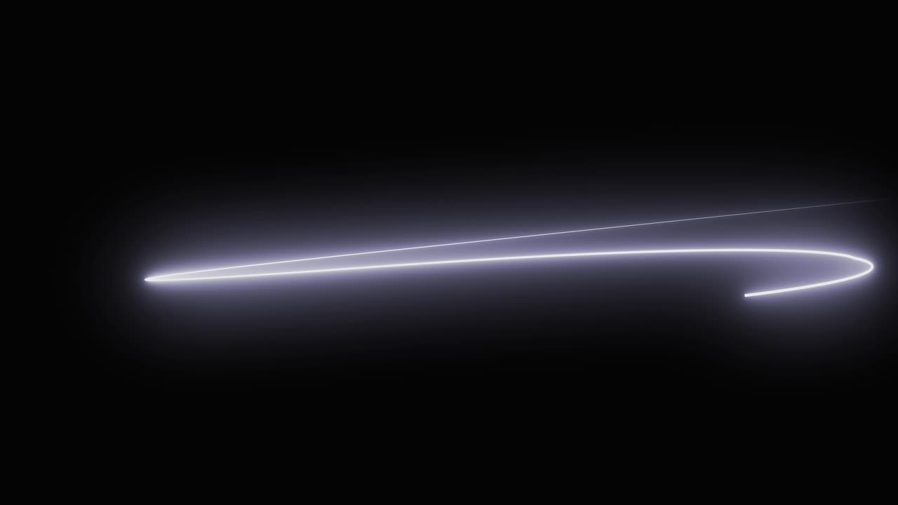 A glowing white neon line animates across the screen, creating elegant, flowing light trails. For intros, logos, or abstract backgrounds
