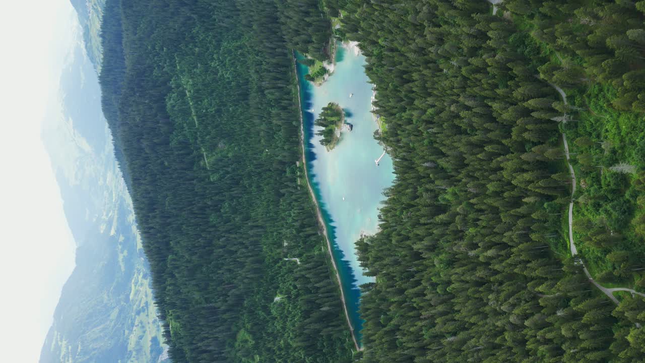 호수 숲 산 caumasee 스위스의 조감도