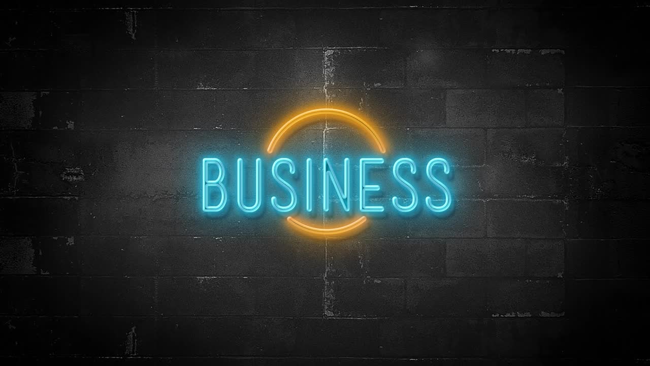 mensaje de negocios en el letrero de neón parpadeante en resolución 4k