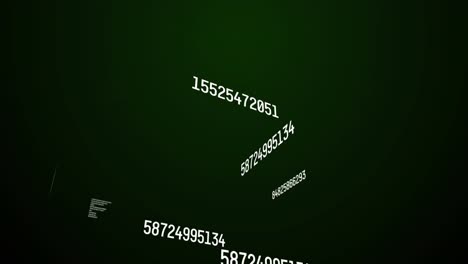 animación de números cambiantes y procesamiento de datos en fondo negro