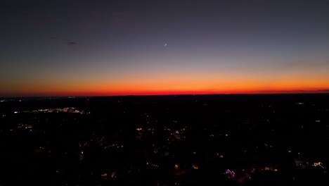 static aerial shot of a sunset on new years day 2025 in atlanta.
