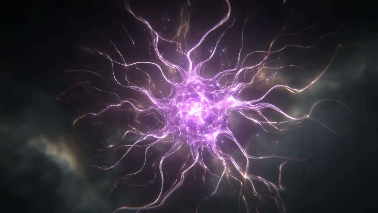 Fascinating Glowing Energy Node with Pulsating Light Patterns Radiating from a Central Core in a Dark Cosmic Environment