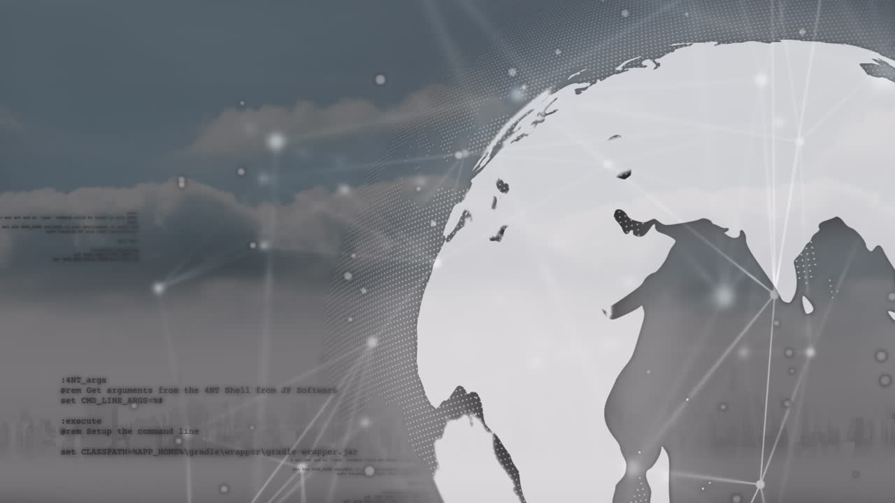 지구의 애니메이션, 구름 위의 연결 및 데이터