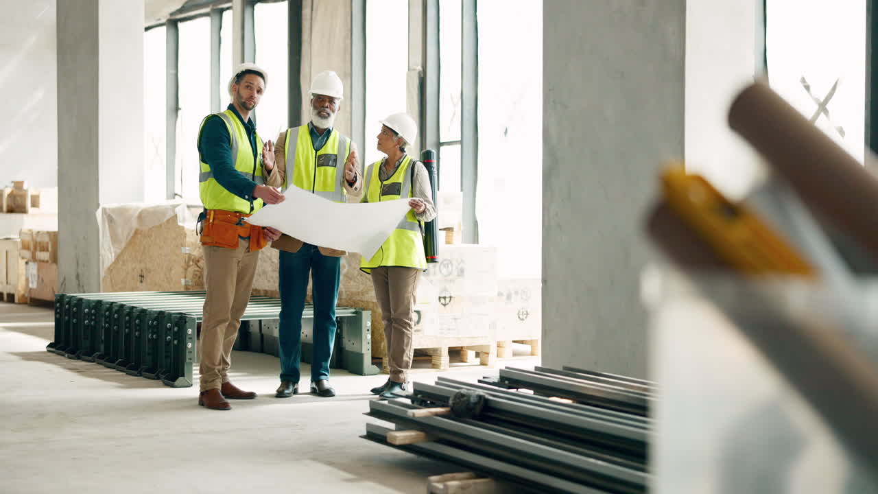 Building, construction and architect with a team