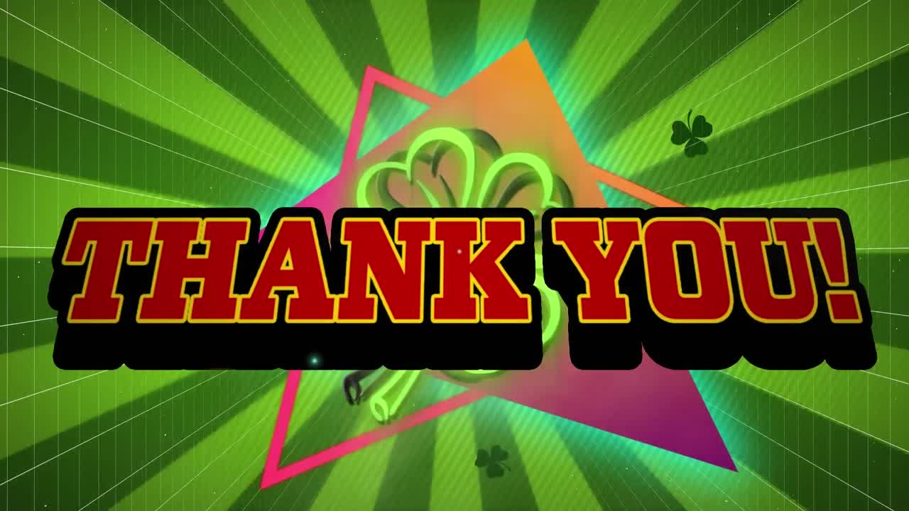 모양 위에 있는 감사 텍스트의 애니메이션