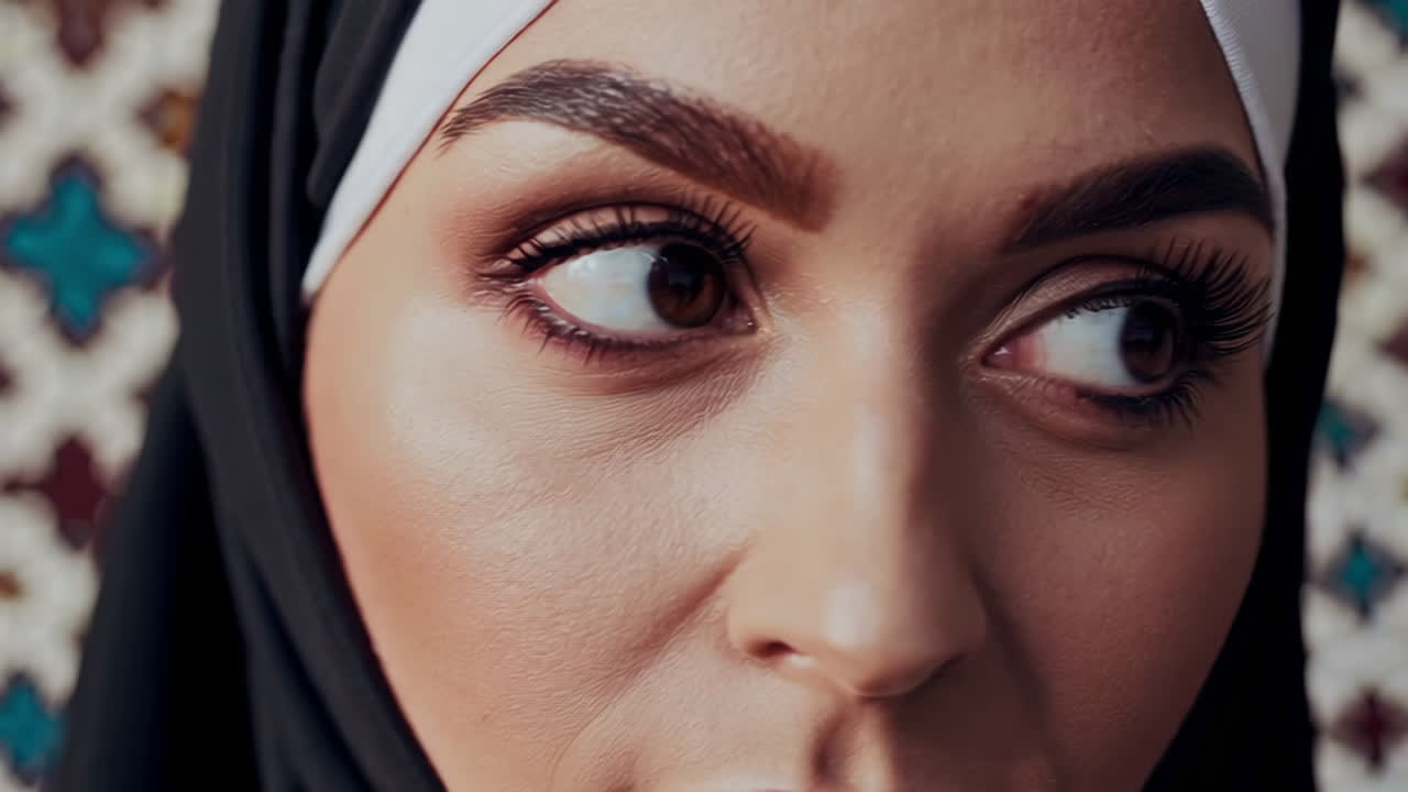 Close-up portrait of a woman wearing a hijab