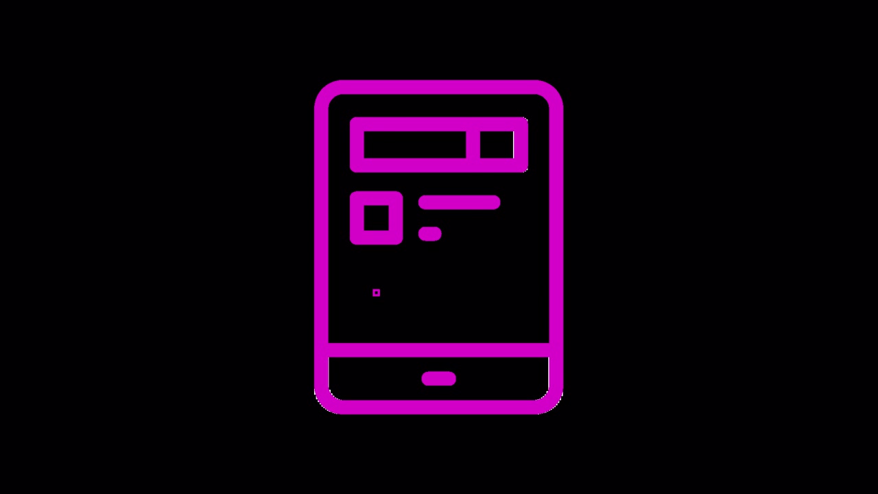 Animated Magenta Smartphone Icon with Dynamic User Interface