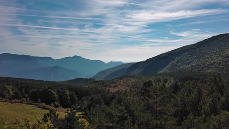 El-Despegue-De-Un-Dron-Entre-árboles-Revela-Un-Paisaje-Forestal-Cerca-De-Figols,-Cataluña