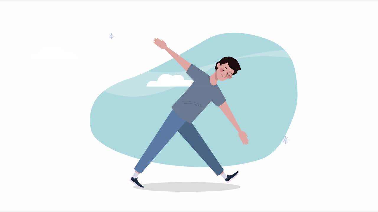 hombre practicando ejercicio animación de personajes