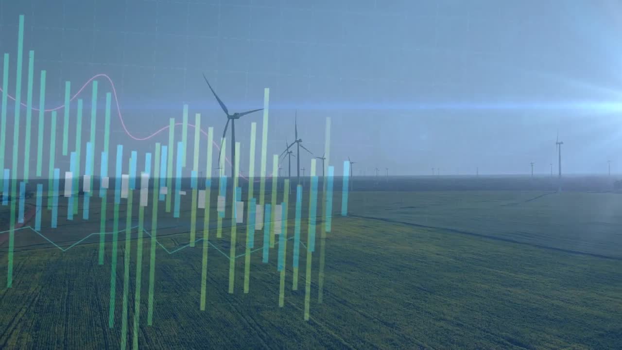 풍력 터빈에서 데이터 처리의 애니메이션