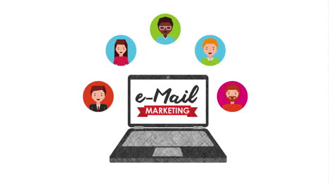 email social media marketing with laptop animation