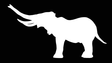 an elephant trumpet on black background with alpha channel included at the end of the video, 3d animation, side view, animated animals, seamless loop animation