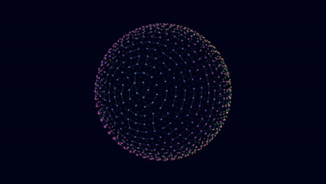 a grayscale 3d sphere comprised of multicolored dots arranged in a circular pattern. the dots create an illusion of depth, forming the sphere's structure