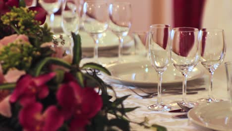 elegant table setting with floral arrangements