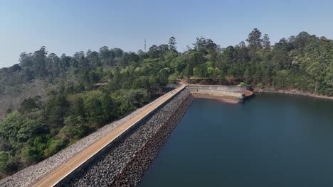 drone view of mulunguzi dam in zomba city, malawi.