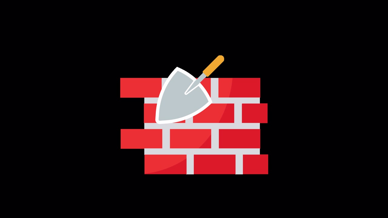 Animated Red Brick Wall Construction with Trowel
