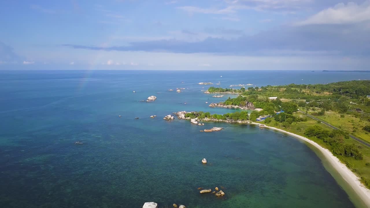 Aerial Drone Tanjung Tinggi and Kelayang Beach Belitung Island