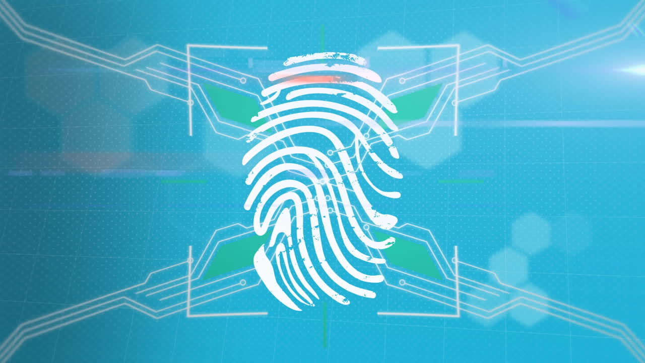 escáner de huellas dactilares contra un fondo azul