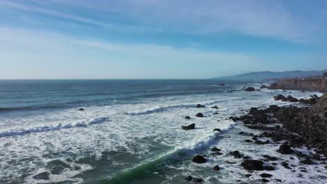 Long-shot-of-ocean-waves-on-a-sunny-day