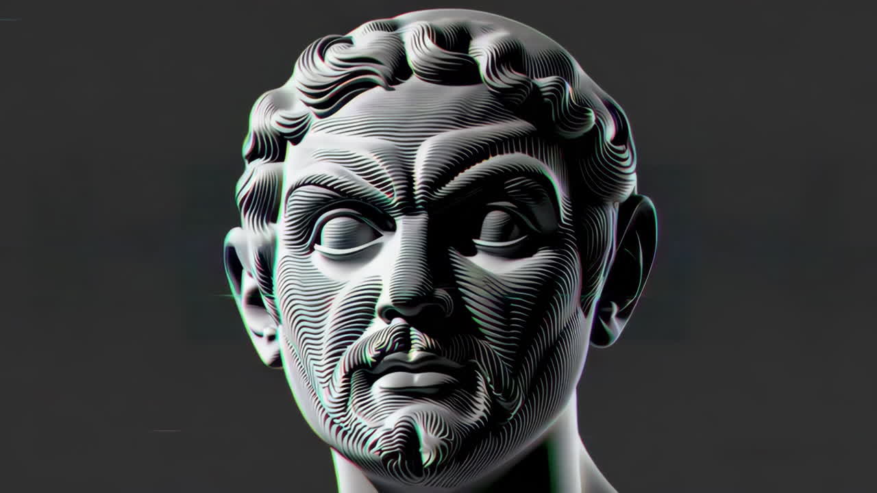 Digital Glitch Art of a Classical Roman Bust