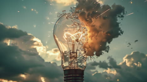 creative spark concept with a light bulb surrounded by clouds made with ai