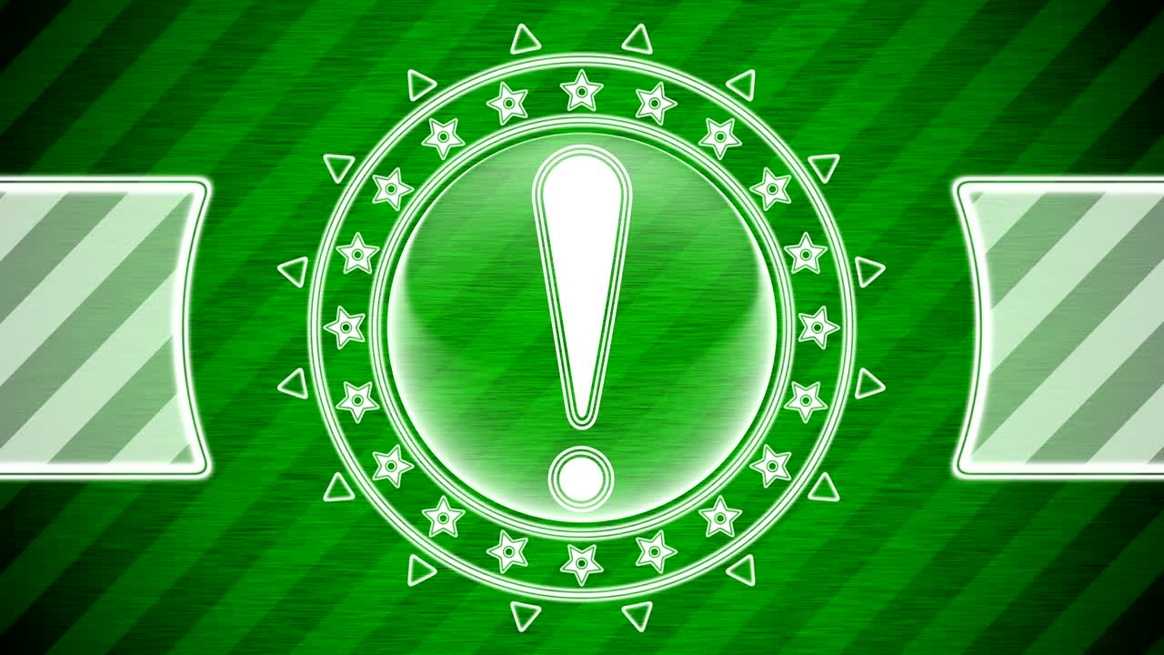 원 모양의 아이콘과 초록색 줄무 배경에 주의를 기울이십시오.