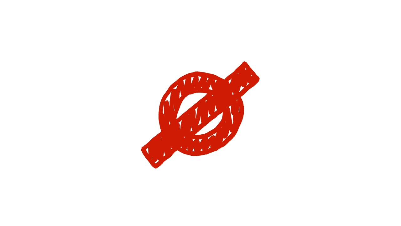 Animação de Círculo Vermelho Desenhado à Mão com Linha Diagonal