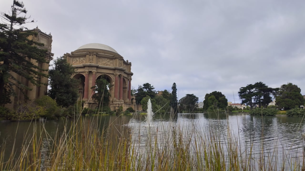 B-roll shot of Palace of Fine Arts in San Francisco on a cloudy day