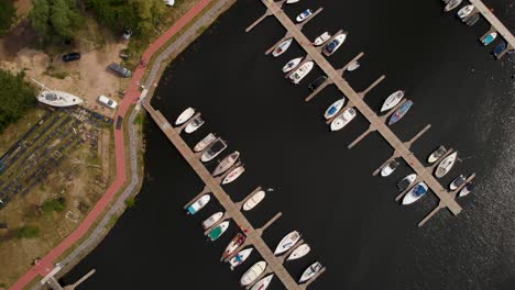 boats docked at the marina on the waters of szczecin in poland